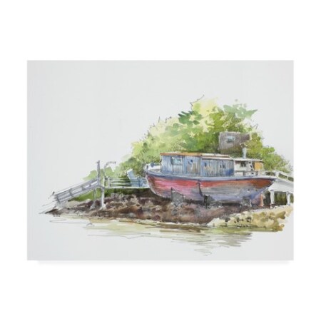 Trademark Fine Art Peter Snyder 'Houseboat On The Shore' Canvas Art, 14x19 ALI45547-C1419GG